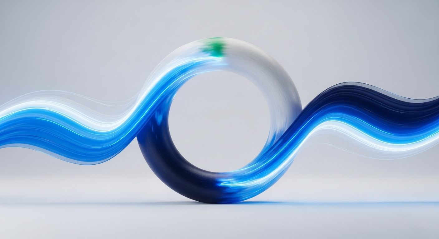 A circular loop of woven fibers turning into light